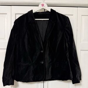 Vintage Classic Fashion Sears Roebuck Black Velvet Blazer Cotton Size 16 Petite